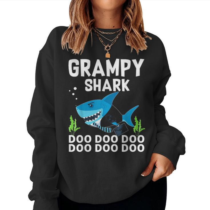 Grampy Shark  Fathers Day Gift From Wife Son Daughter Women Crewneck Graphic Sweatshirt