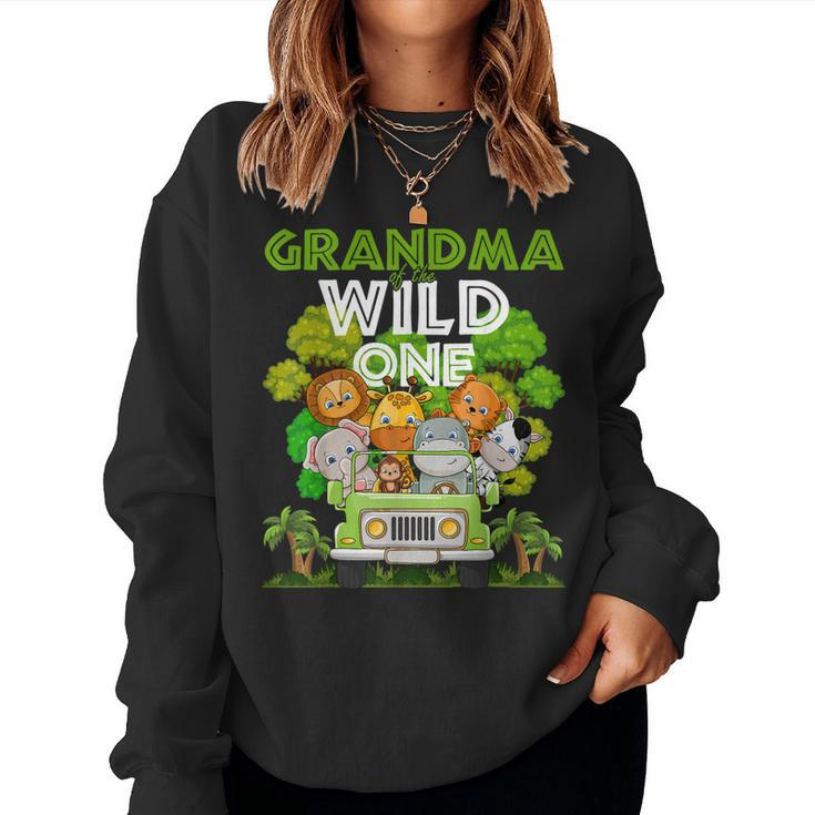 Grandma Of The Wild One Zoo Truck Birthday Safari Jungle Women Sweatshirt