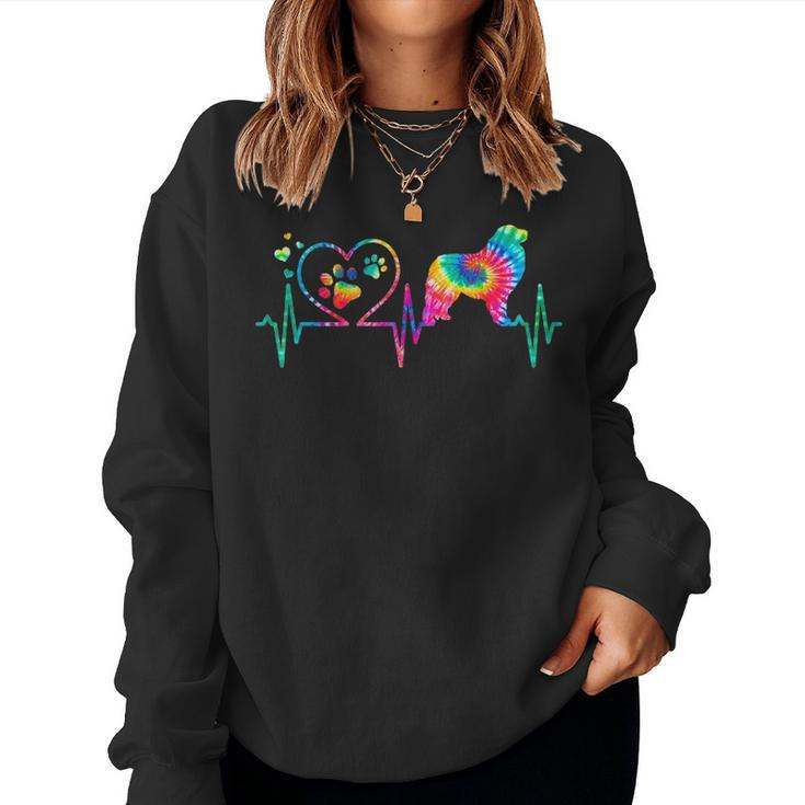 Great Pyrenees Mom Dad Heartbeat Tie Dye Dog Gift V2 Women Crewneck Graphic Sweatshirt
