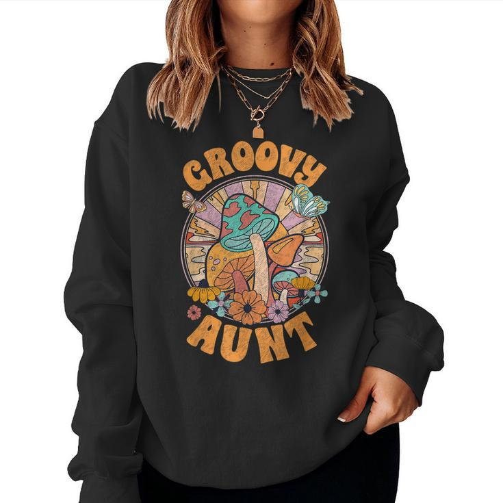 Groovy Aunt Family Matching Cute Groovy Birthday Women Sweatshirt
