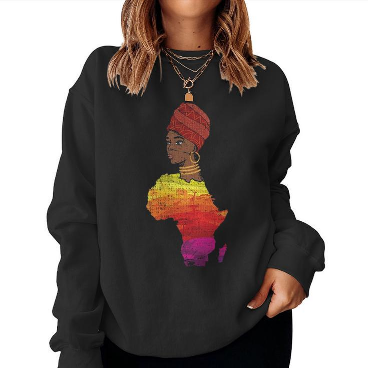 Grunge Black History Month  Africa Mother Goddess Queen Women Crewneck Graphic Sweatshirt