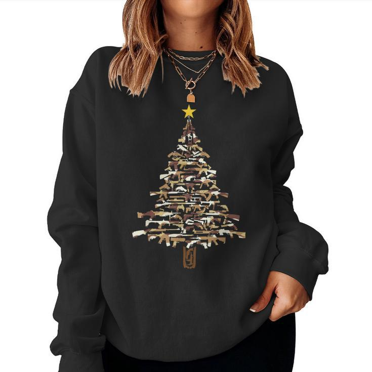 Guns Christmas Tree - Camo Print Xmas Gift For Gun Lover  Women Crewneck Graphic Sweatshirt