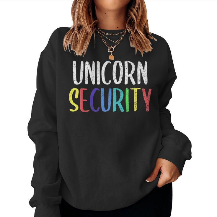 Halloween Dad Mom Daughter Adult Costume Unicorn Security Women Crewneck Graphic Sweatshirt