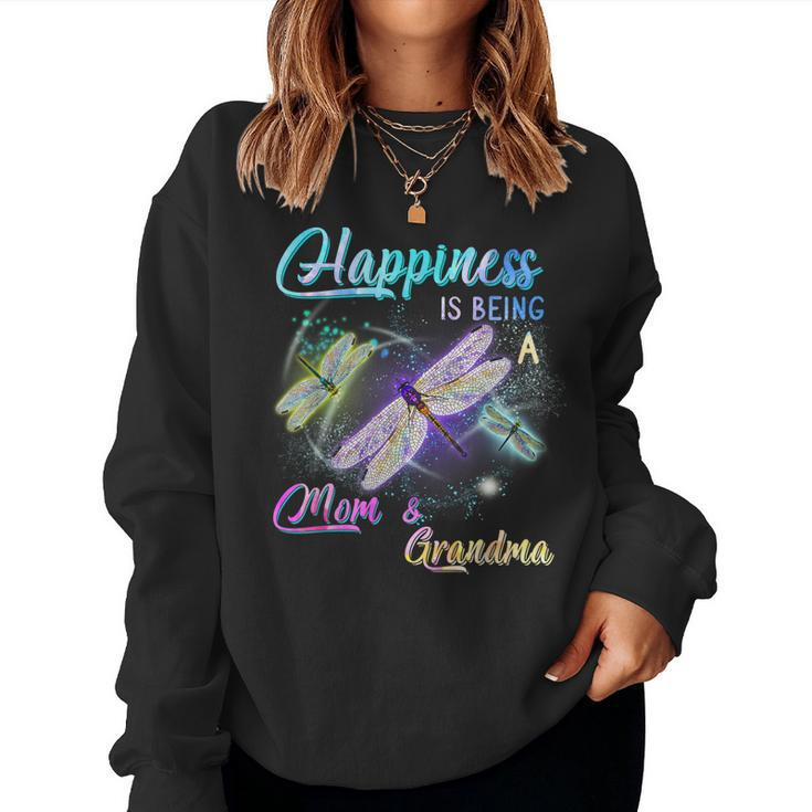 Happiness Is Being A Mom And Grandma Dragonfly Women Sweatshirt