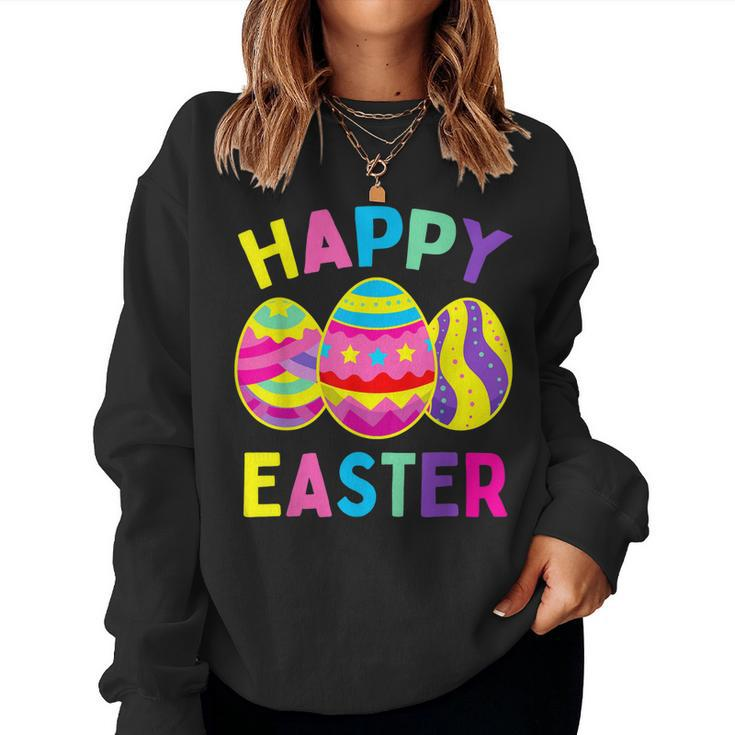 Happy Easter Day Cute Colorful Egg Hunting Women Boys Girls Women Sweatshirt