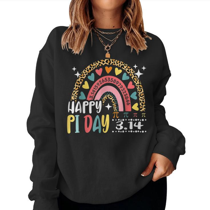 Happy Pi Day Leopard Rainbow Math Teacher Boys Girls Funny  Women Crewneck Graphic Sweatshirt