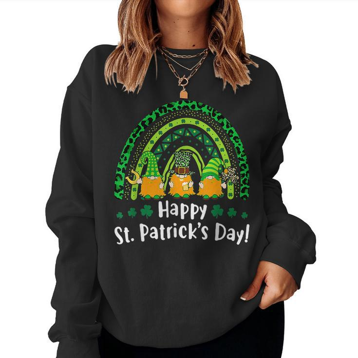 Happy St Patricks Day Rainbow Lucky Leopard Shamrock  Women Crewneck Graphic Sweatshirt