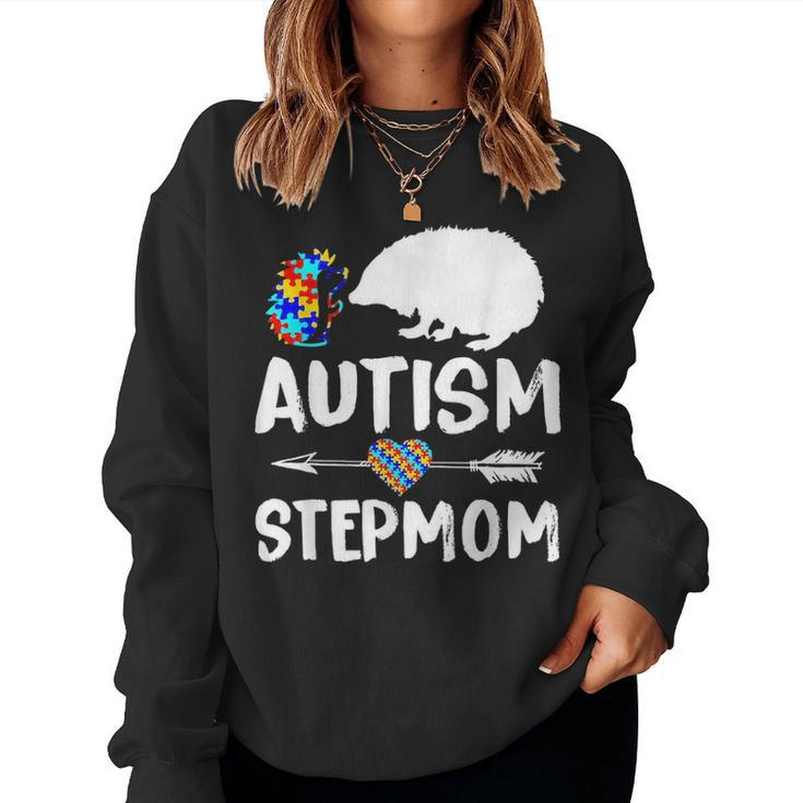 Hedgehog Autism Step Mom Love Autism Awareness  Women Crewneck Graphic Sweatshirt