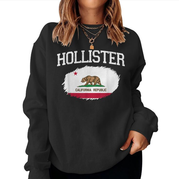 Hollister Ca California Flag Vintage Usa Sports Men Women Women Crewneck  Graphic Sweatshirt