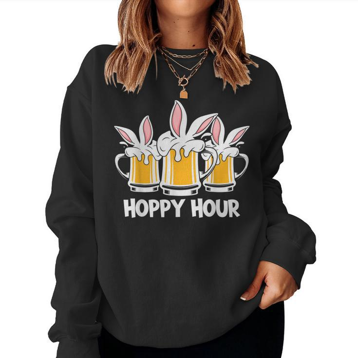 Hoppy Hour Easter Beer Pints Bunny Ears Drinking Women Sweatshirt