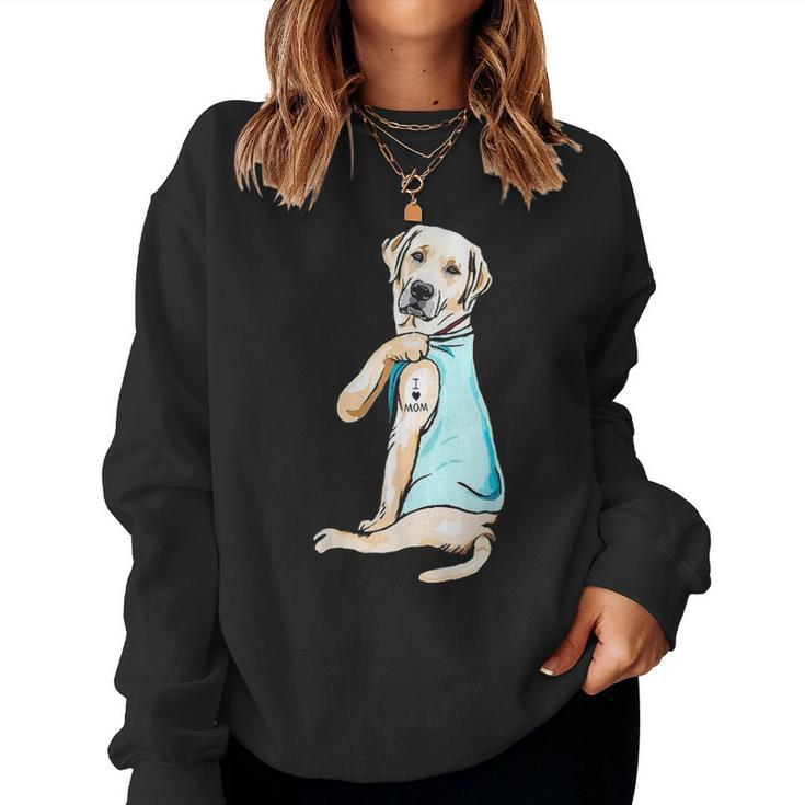 I Love Mom Funny Labrador Tattooed V2 Women Crewneck Graphic Sweatshirt