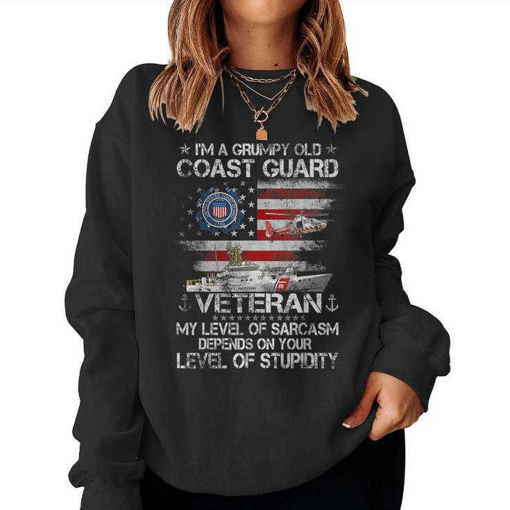 Im A Grumpy Old Coast Guard Veteran  For Mens Womens  Women Crewneck Graphic Sweatshirt