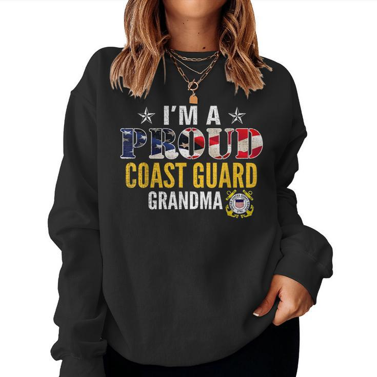 Im A Proud Coast Guard Grandma American Flag Gift Veteran  Women Crewneck Graphic Sweatshirt