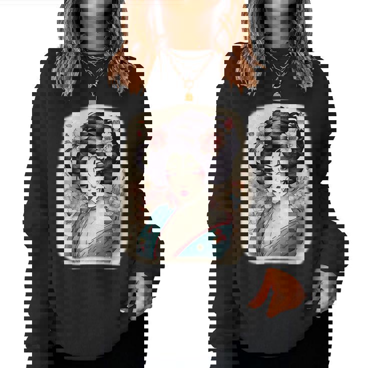 Japanese Geisha Tattoo Women Women Long Sleeve T-shirt | Mazezy