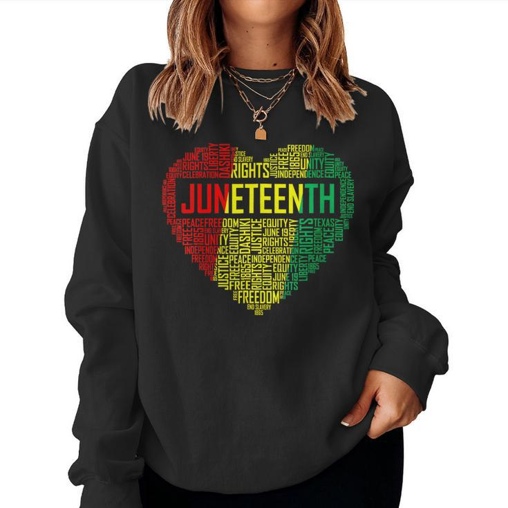 Womens Junenth Heart Black Pride Freedom Day 1865 June 19Th Women Sweatshirt