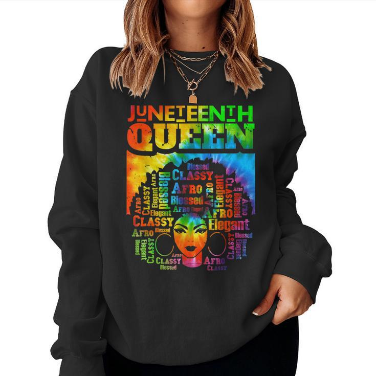 Junenth Queen Afro Melanin Black Girl Magic Women Tie Dye  Women Crewneck Graphic Sweatshirt