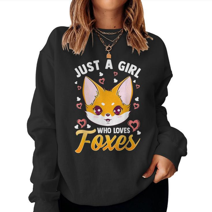 Just A Girl Who Loves Foxes Kids Girls Cute Fox Mom  Women Crewneck Graphic Sweatshirt