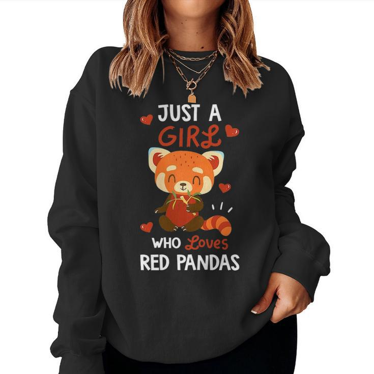 Just A Girl Who Loves Red Pandas T Red Panda Lover Gift Women Crewneck Graphic Sweatshirt