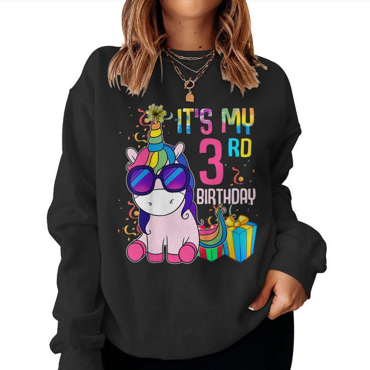 Kids 3 Years Old 3Rd Birthday Unicorn Shirt Girl Daughter Pa Women Sweatshirt