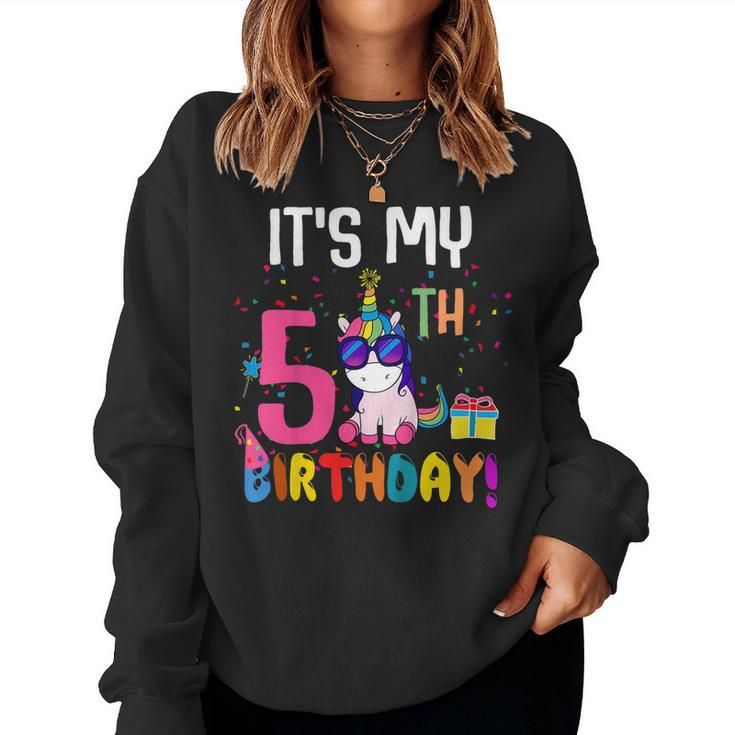 Kids 5 Years Old 5Th Birthday Unicorn Shirt Girl Daughter Pa Women Sweatshirt