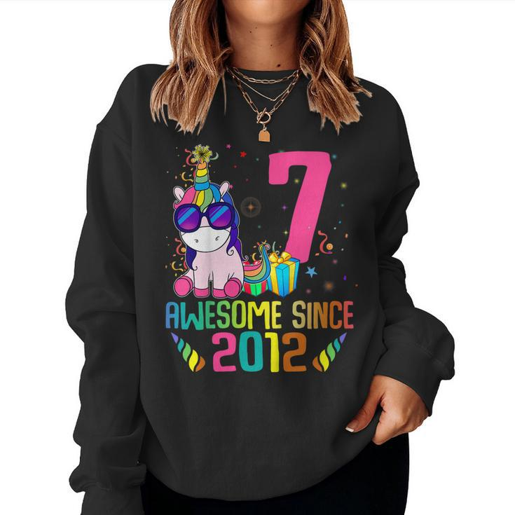 Kids 7 Years Old 7Th Birthday Unicorn Shirt Girl Daughter Pa Women Sweatshirt