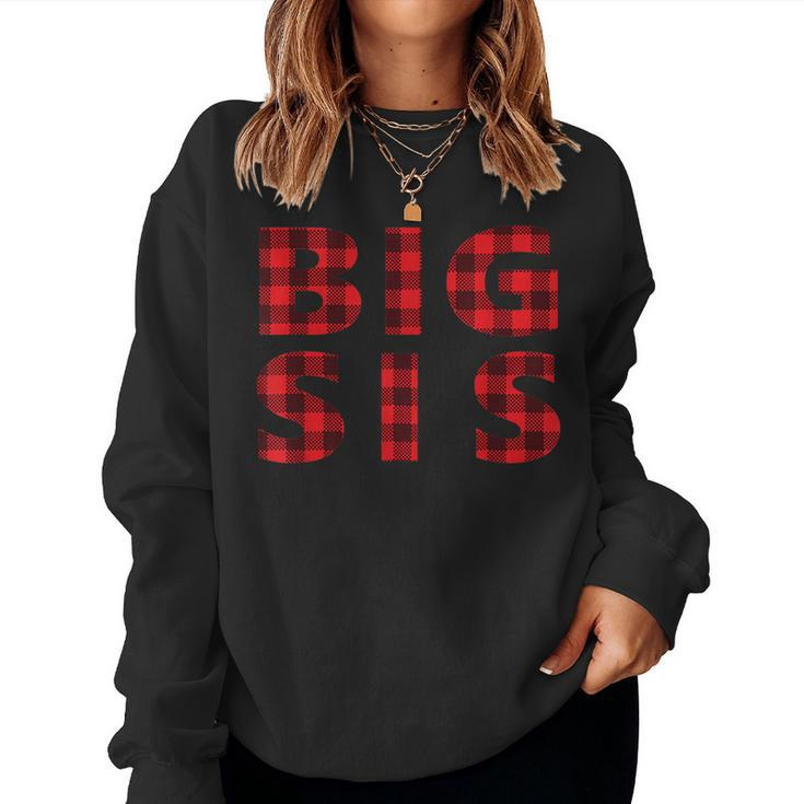 Kids Big Sis Plaid Tartan Red Buffalo Girls New Sister Women Sweatshirt