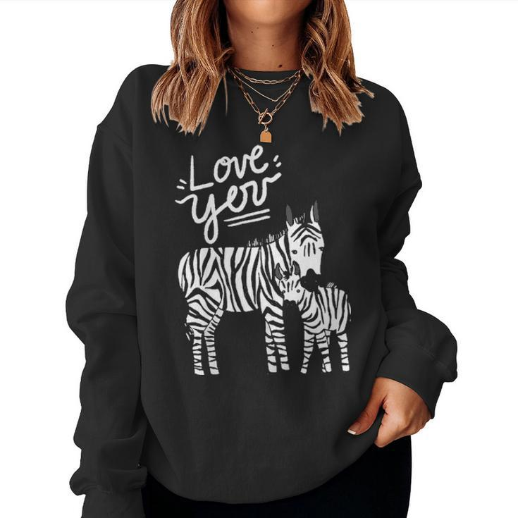 Kids Love You Happy Kids Apparel Mother Zebra And Baby Women Crewneck Graphic Sweatshirt