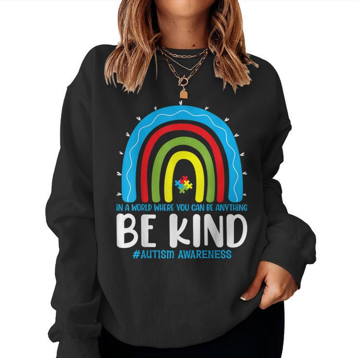 Be Kind Autism Awareness Rainbow Leopard Choose Kindness Women Sweatshirt
