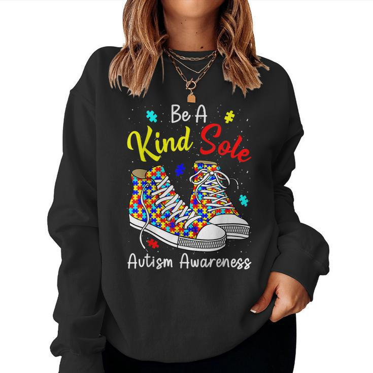 Be A Kind Sole Autism Awareness Rainbow Trendy Puzzle Shoes Women Sweatshirt