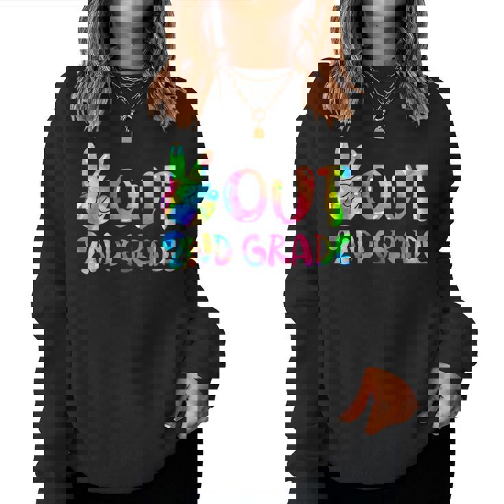Last Day Of School Peace Out 2Nd Grade Teacher Kids Tie Dye Women Sweatshirt