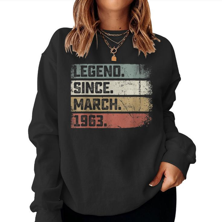 Legend Since March 1963 60 Years Old Gifts 60Th Birthday  Women Crewneck Graphic Sweatshirt