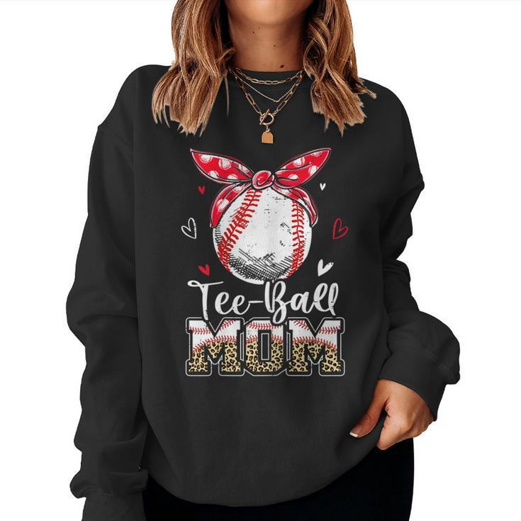 Womens Leopard -Ball Mom Cute Tball Ball Mom Women Sweatshirt