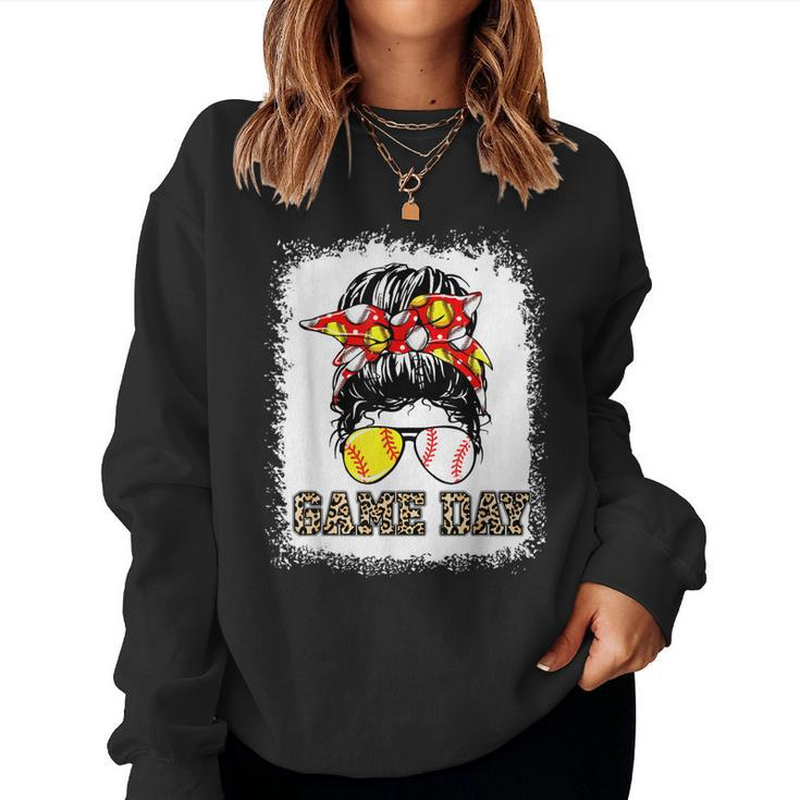 Leopard Baseball Softball Mom Life Game Day 2023 Women Sweatshirt