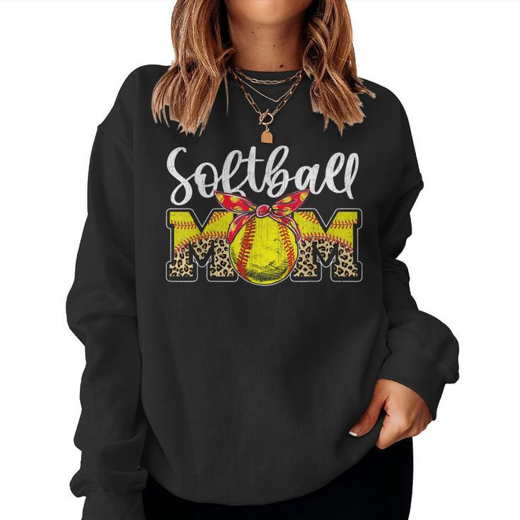 Leopard Softball Mom Headband Softball Ball Mama Women Sweatshirt