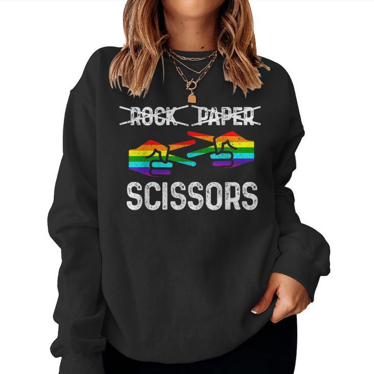Lesbian Pride Rock Paper Scissors Lgbtq Rainbow Flag Women Sweatshirt