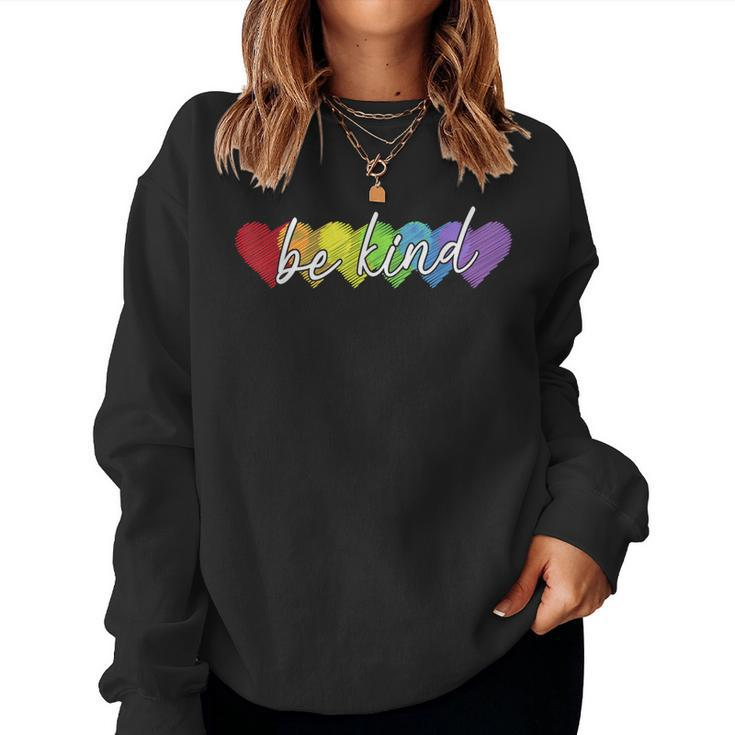 Lgbt Be Kind Gay Pride Lgbt Ally Rainbow Flag Retro Vintage Women Sweatshirt