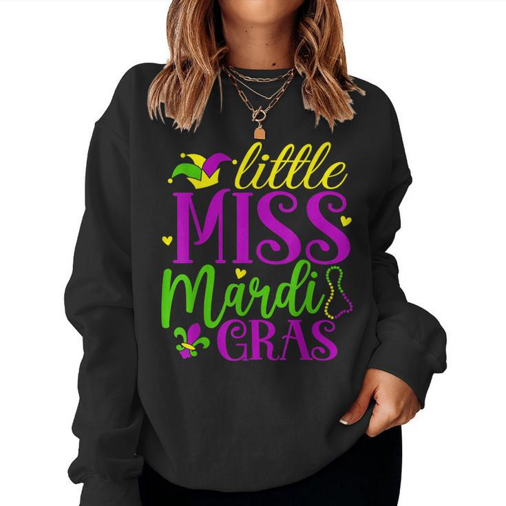 Little Miss Mardi Gras Funny Mardi Gras 2023  Women Crewneck Graphic Sweatshirt