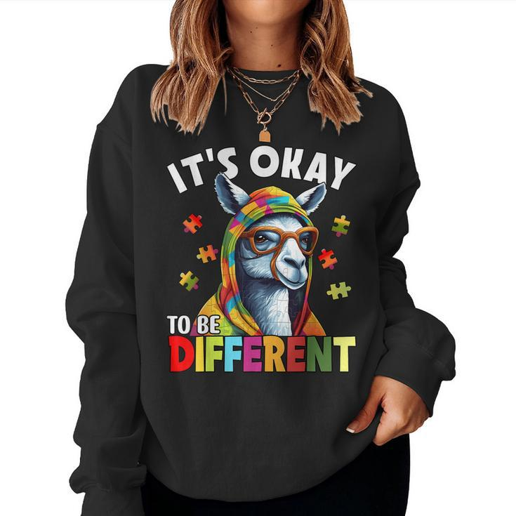 Llama Autism Kids Boys Girls Its Ok To Be Different Puzzle Women Sweatshirt