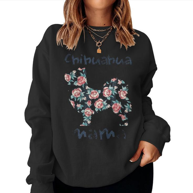 Long Haired Chihuahua Mama Funny Mom Mother Gifts For Women Women Crewneck Graphic Sweatshirt