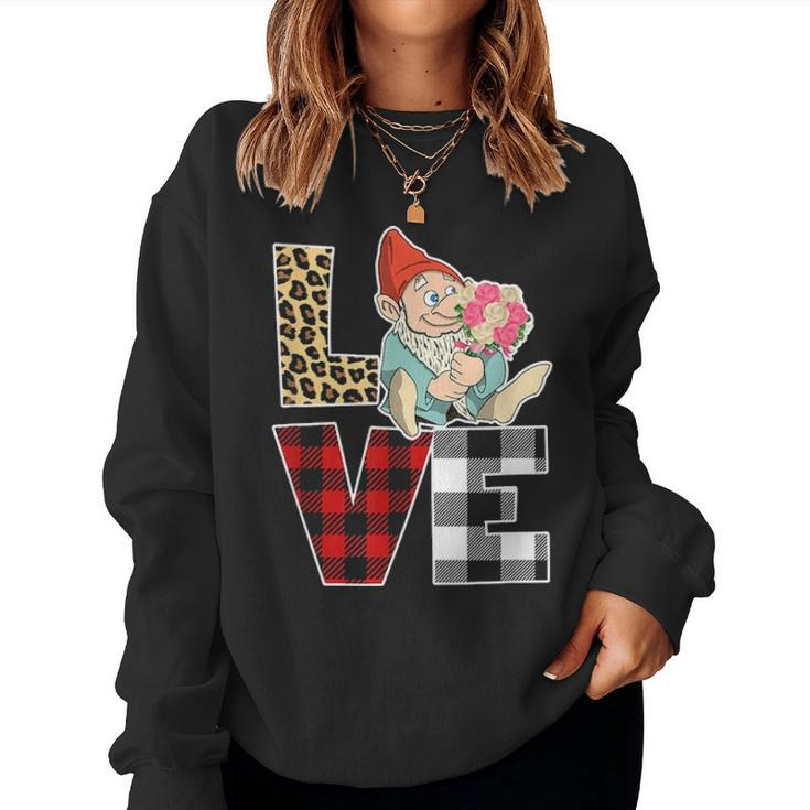Love Gnome Flower Leopard Buffalo Plaid Mother Day Women Women Crewneck Graphic Sweatshirt
