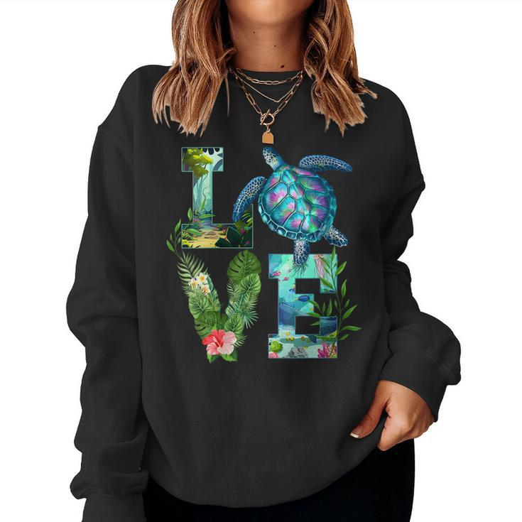 Womens Love Turtle Earth Day Save Planet Environmental Sea Animals Women Sweatshirt