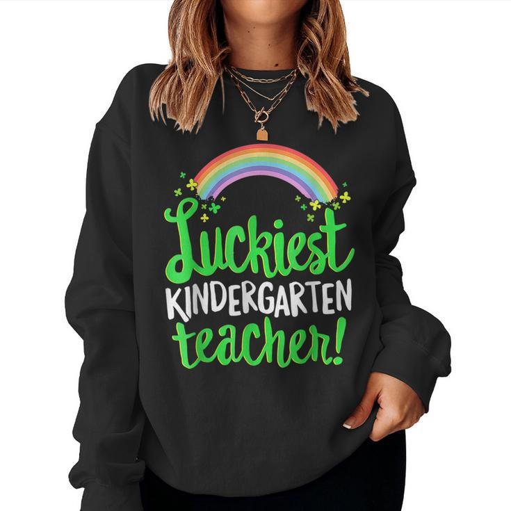 Luckiest Kindergarten Teacher St Patricks Day  Women Crewneck Graphic Sweatshirt