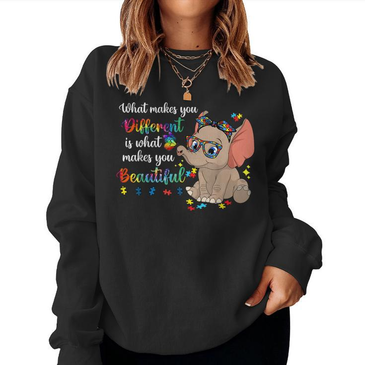 What Makes You Different Autism Awareness Kids Elephant Mom Women Sweatshirt