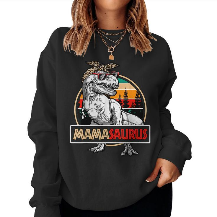 Mamasaurus Dinosaur Mom Vintage Leopard Bandana Mother Women Sweatshirt