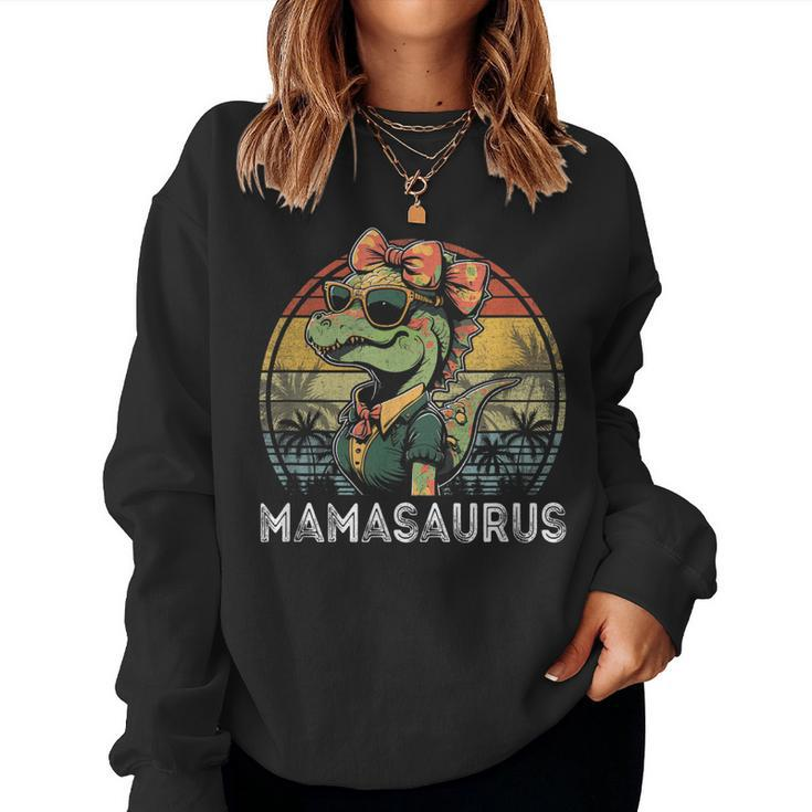 Mamasaurus T Rex Dinosaur Mama Retro Family Matching Women Sweatshirt