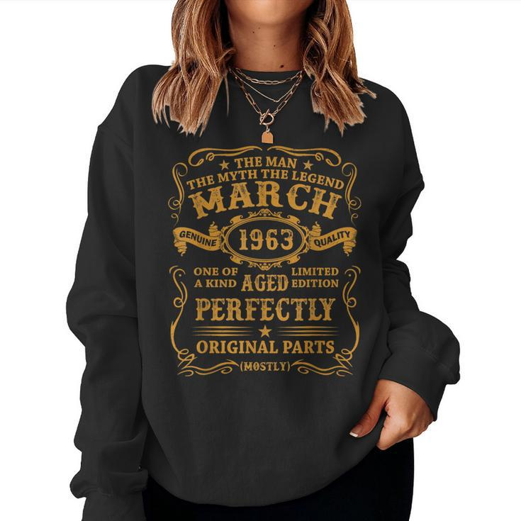 March 1963 60 Year Old 60Th Birthday Vintage 1963 Women Sweatshirt