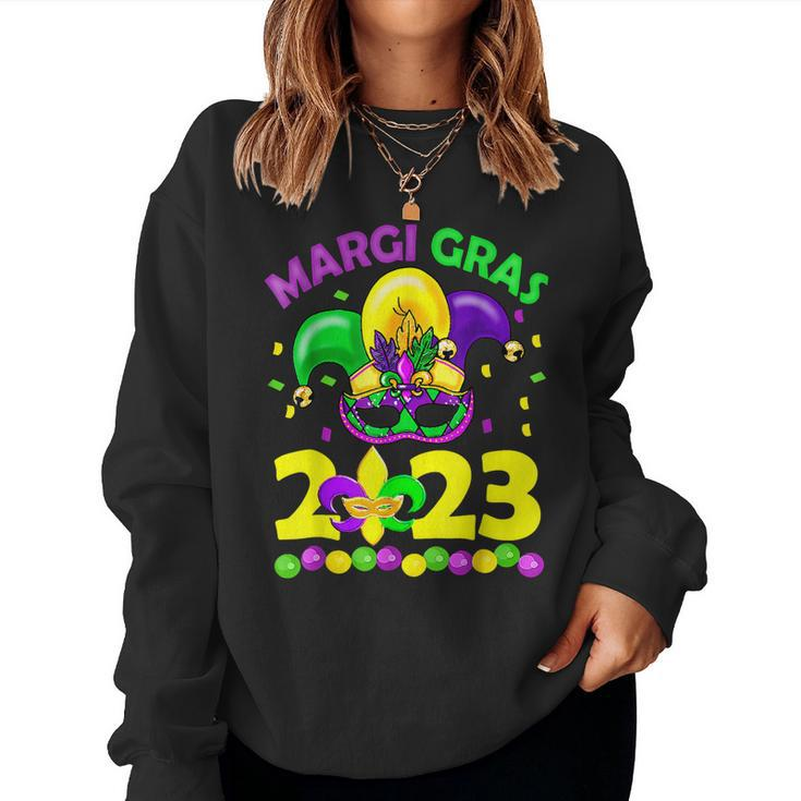 Mardi Gras 2023 - Womens Girls Mask Beads New Orleans Party  Women Crewneck Graphic Sweatshirt