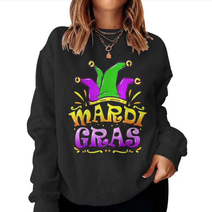 Mardi Gras Party Hat Gift Funny Ideas Outfit For Men Women  Women Crewneck Graphic Sweatshirt