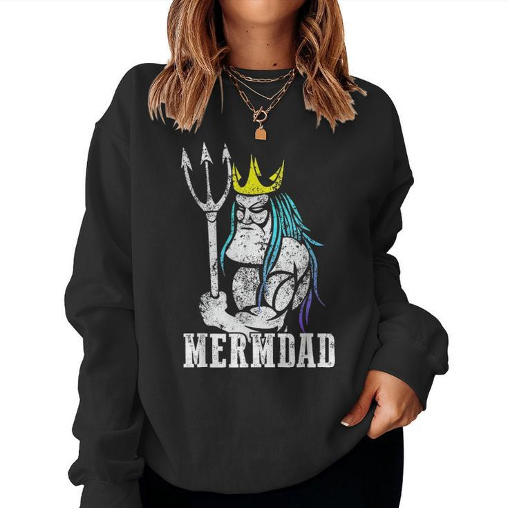 Mermdad Mermaid Dad Fathers Day Birthday Christmas Gift Women Crewneck Graphic Sweatshirt