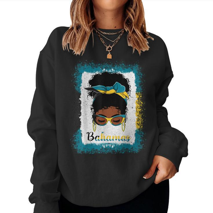 Messy Bun Bahamian Bahamas Flag Womens Woman Girl Women Sweatshirt
